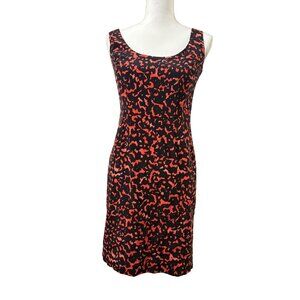 Ann Taylor Red & Black Sleeveless Animal Print Knee Length Dress Womens Size 2